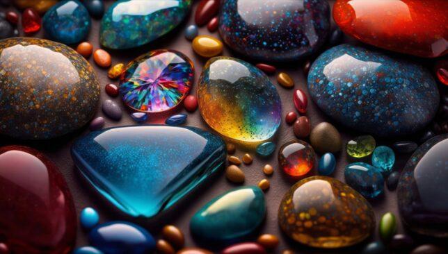 Colorful and Magical Stones Background created using generative AI tools
